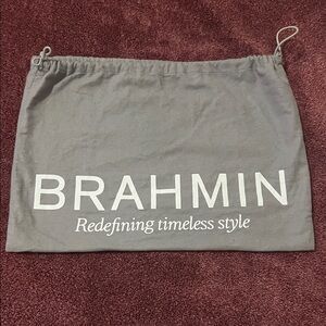 Brahmin Gray Drawstring Skirt Dust Bag with White Logo